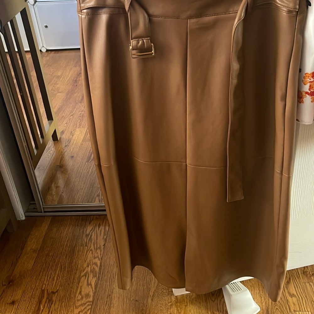 Brown leather skirt
